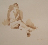Nude Study Sepia Watercolor