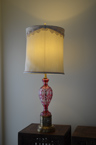Early 20th Century Cranberry Cut to Clear Lamp
